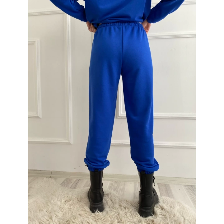 Kadın Kapüşonlu Paçası Lastikli Eşofman Takımı Saks Mavi