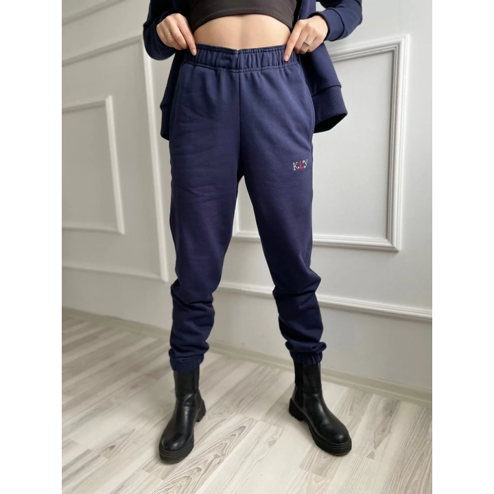 Kadın Kapüşonlu Paçası Lastikli Eşofman Takımı Lacivert