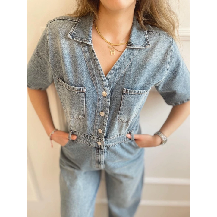 Kadın Kot Tulum Buz Mavi