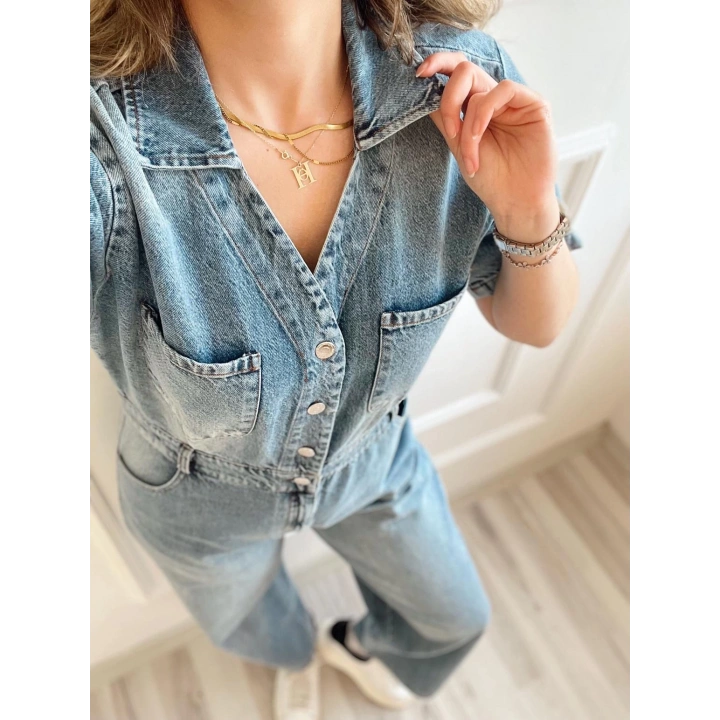 Kadın Kot Tulum Buz Mavi