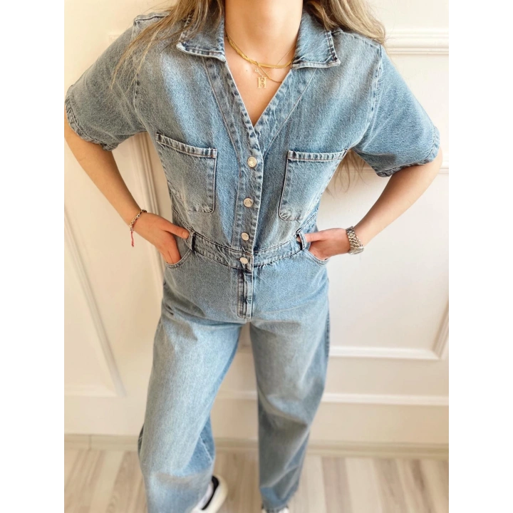 Kadın Kot Tulum Buz Mavi