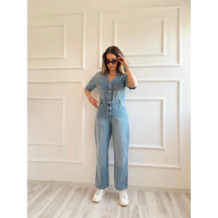 Kadın Kot Tulum Buz Mavi