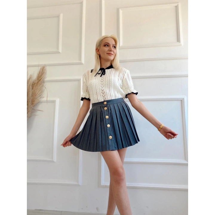 Kadın Pileli Etek Gri