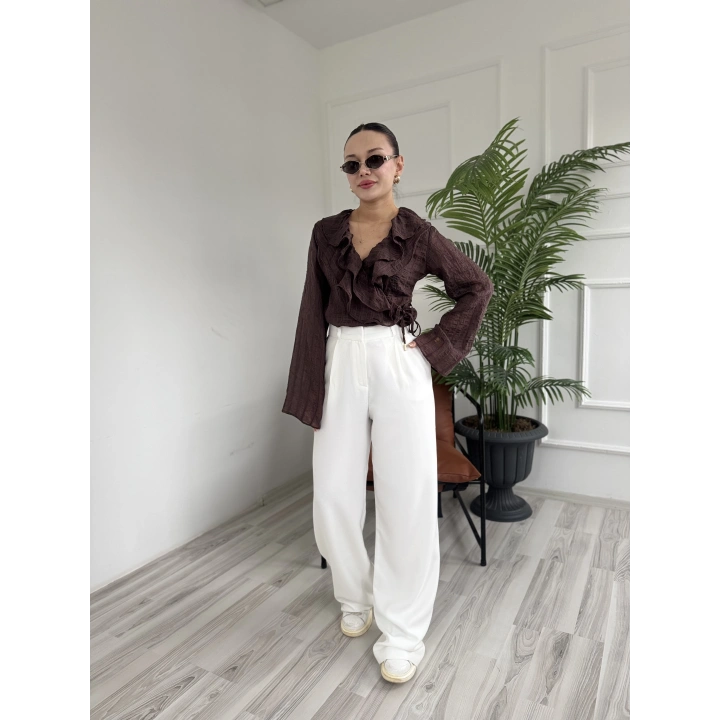 Kadın Pantolon Ekru Rengi