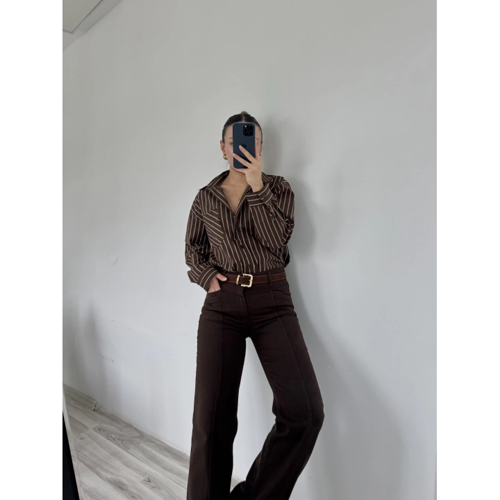 Kadın Kot Pantolon Kahve Rengi