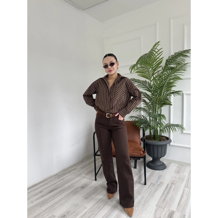 Kadın Kot Pantolon Kahve Rengi