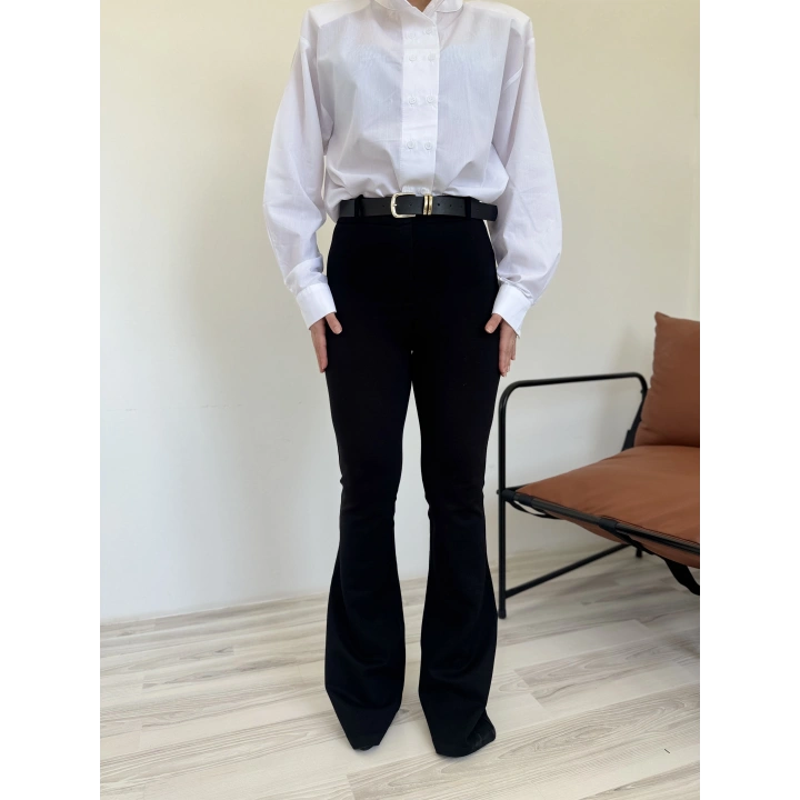 Kadın Çelik İspanyol Paça Tayt Siyah