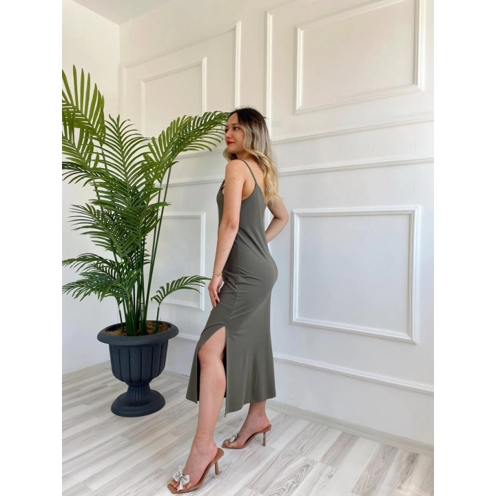 Kadın Askılı Elbise Haki