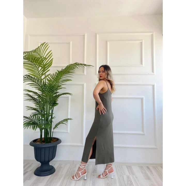 Kadın Askılı Elbise Haki