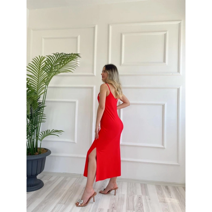 Kadın Askılı Elbise Kırmızı