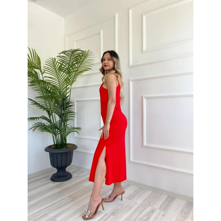 Kadın Askılı Elbise Kırmızı