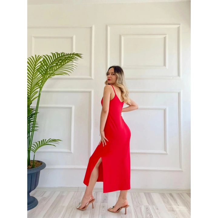 Kadın Askılı Elbise Kırmızı