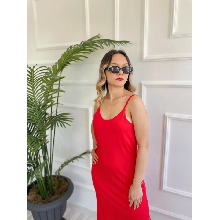 Kadın Askılı Elbise Kırmızı