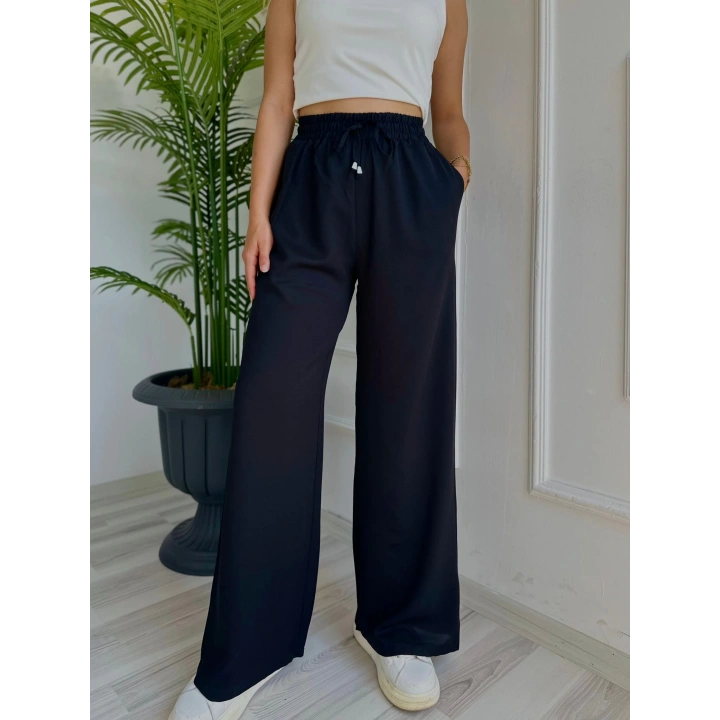 Kadın Bağlama Detaylı Pantolon Siyah