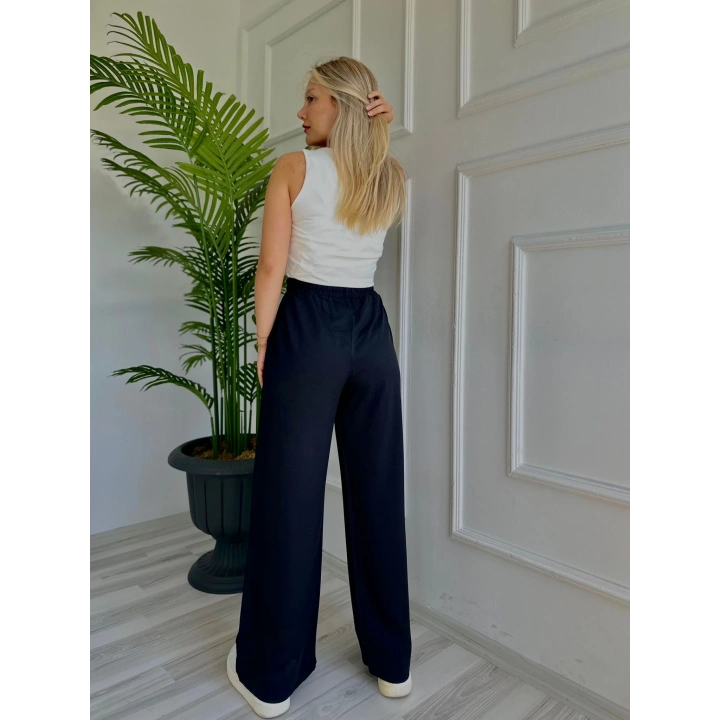 Kadın Bağlama Detaylı Pantolon Siyah