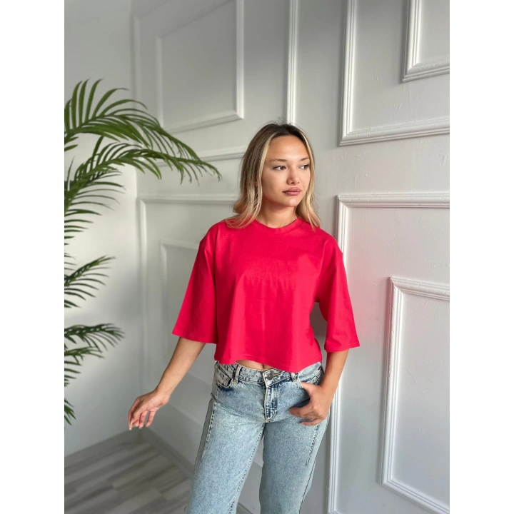 Kadın Basic Crop Tshirt