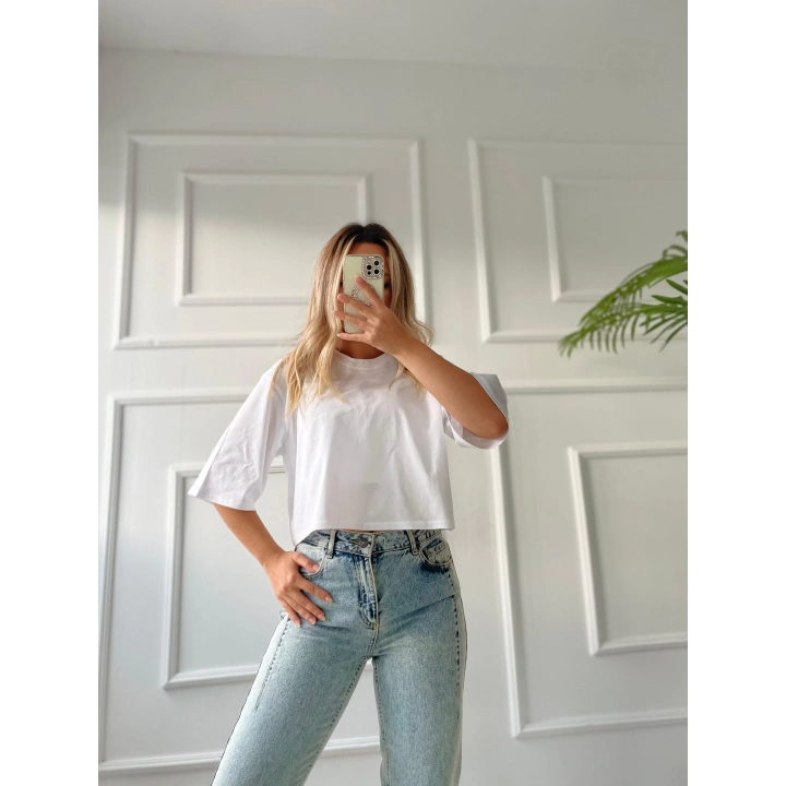 Kadın Basic Crop Tshirt