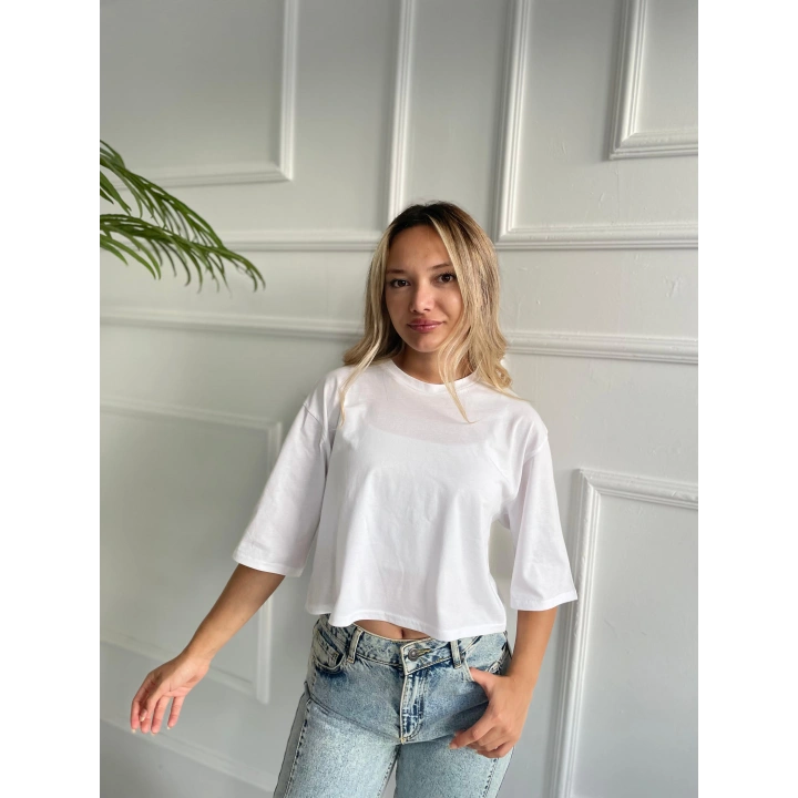 Kadın Basic Crop Tshirt