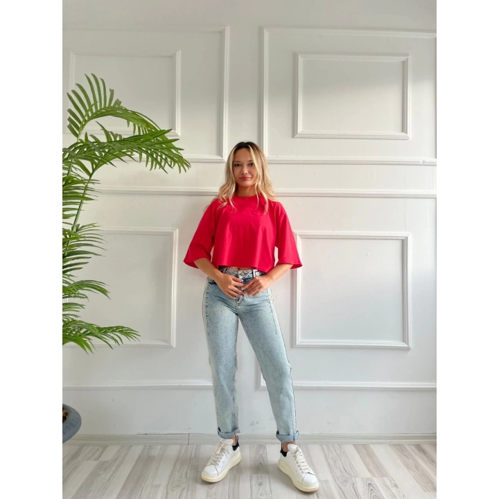 Kadın Basic Crop Tshirt