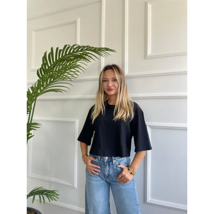 Kadın Basic Crop Tshirt