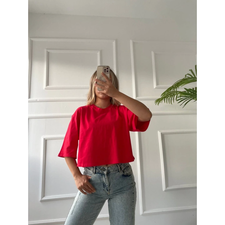 Kadın Basic Crop Tshirt