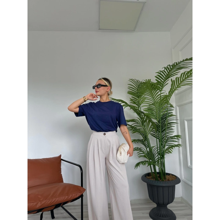 Kadın Basic Tshirt Lacivert