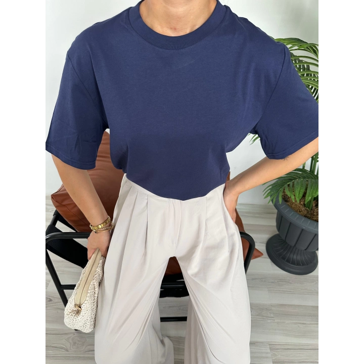 Kadın Basic Tshirt Lacivert