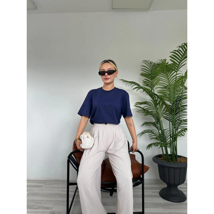 Kadın Basic Tshirt Lacivert