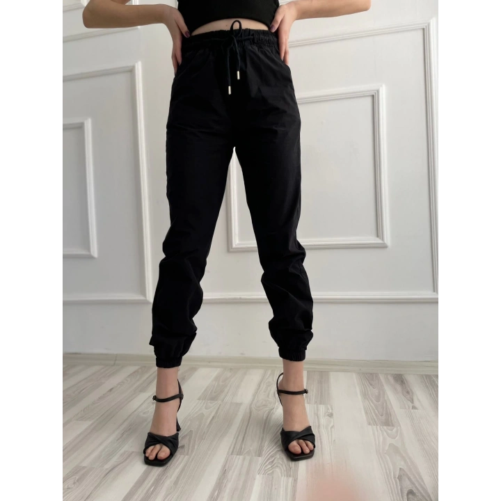 Kadın Beli Tünelli Pantolon Siyah