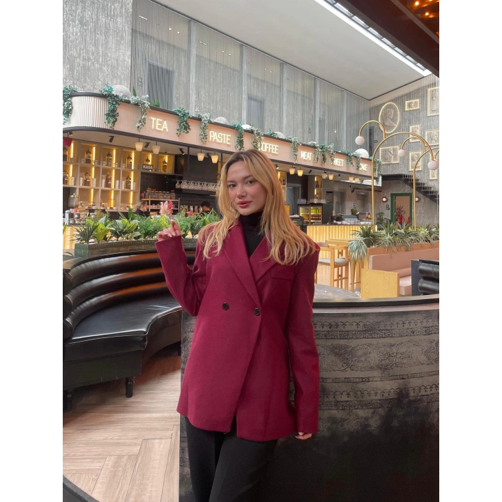 Kadın Kaşe Blazer Ceket Bordo