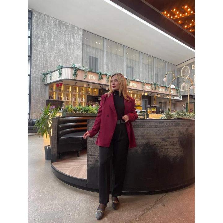 Kadın Kaşe Blazer Ceket Bordo