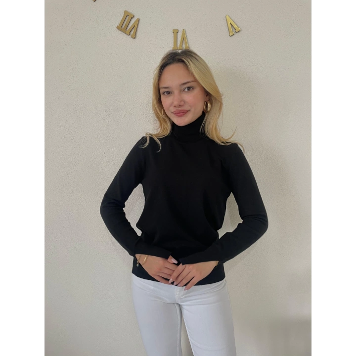 Kadın Boğazlı Kazak Siyah