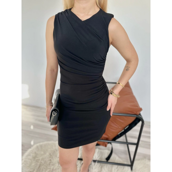 Kadın Büzgülü Elbise Siyah