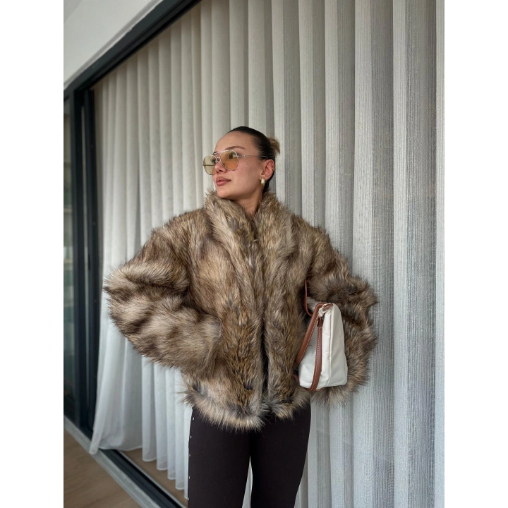 Kadın Kürk Mont Kahverengi