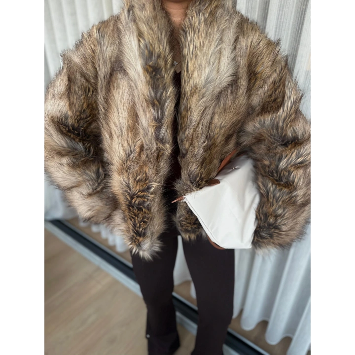 Kadın Kürk Mont Kahverengi