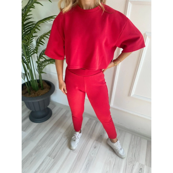 Kadın Crop Bluz Ve Kalem Pantolon İkili Takım