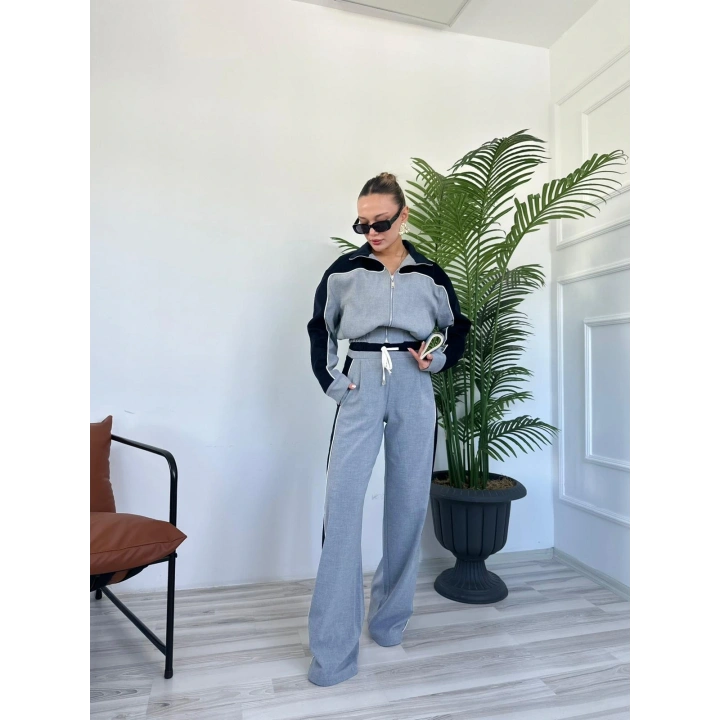 Kadın Crop Ceket Gri