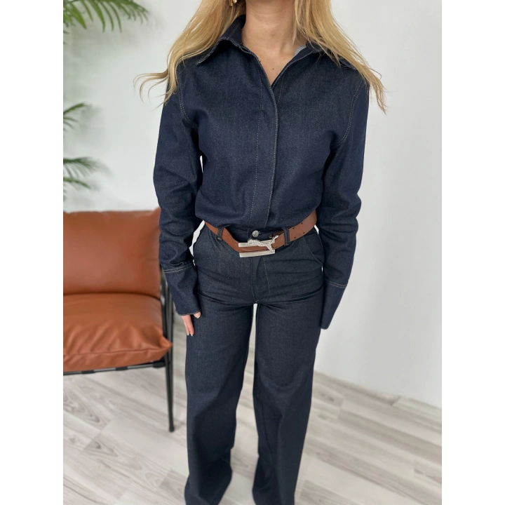 Kadın Denim Gömlek Mavi