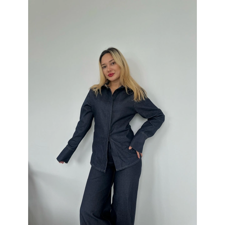 Kadın Denim Gömlek Mavi