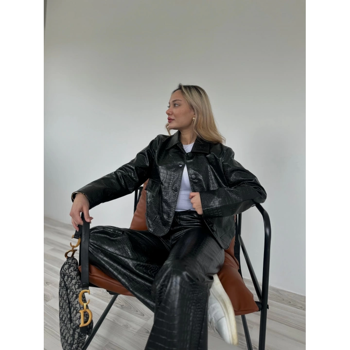 Kadın Deri Ceket Siyah
