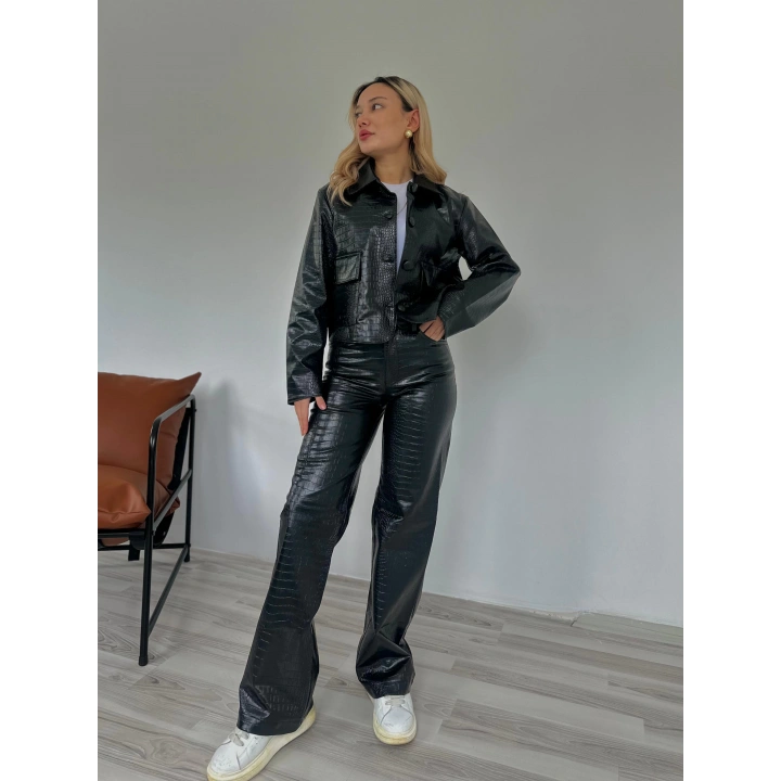 Kadın Deri Ceket Siyah