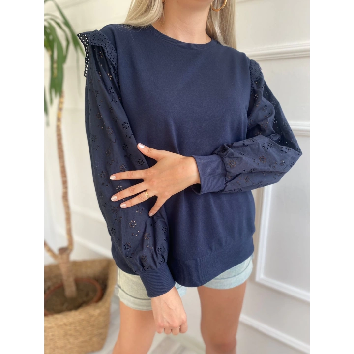 Kadın Fisto Detaylı Sweat Lacivert