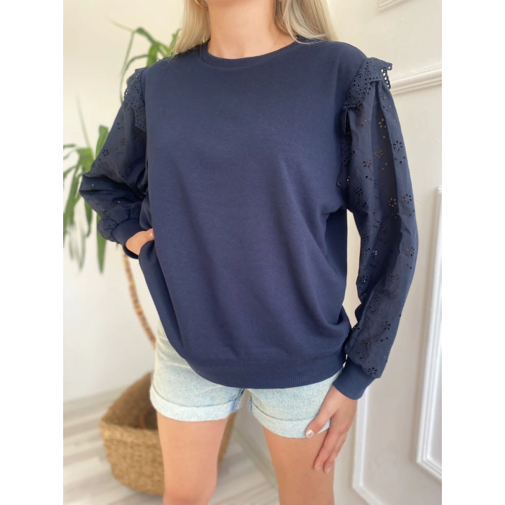 Kadın Fisto Detaylı Sweat Lacivert