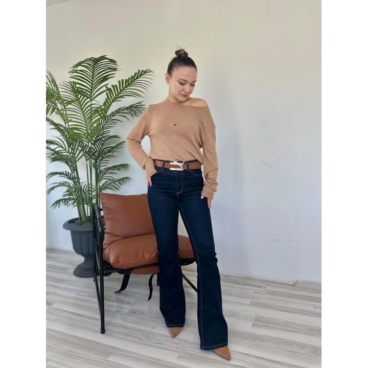 Kadın İspanyol Paça Pantolon Lacivert