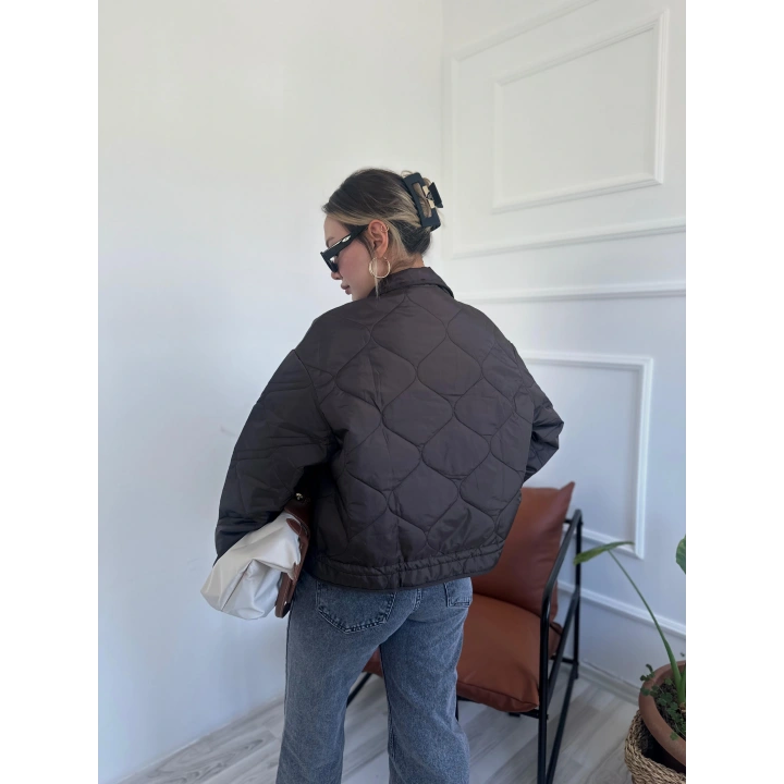 Kadın Kapitone Mont Kahverengi