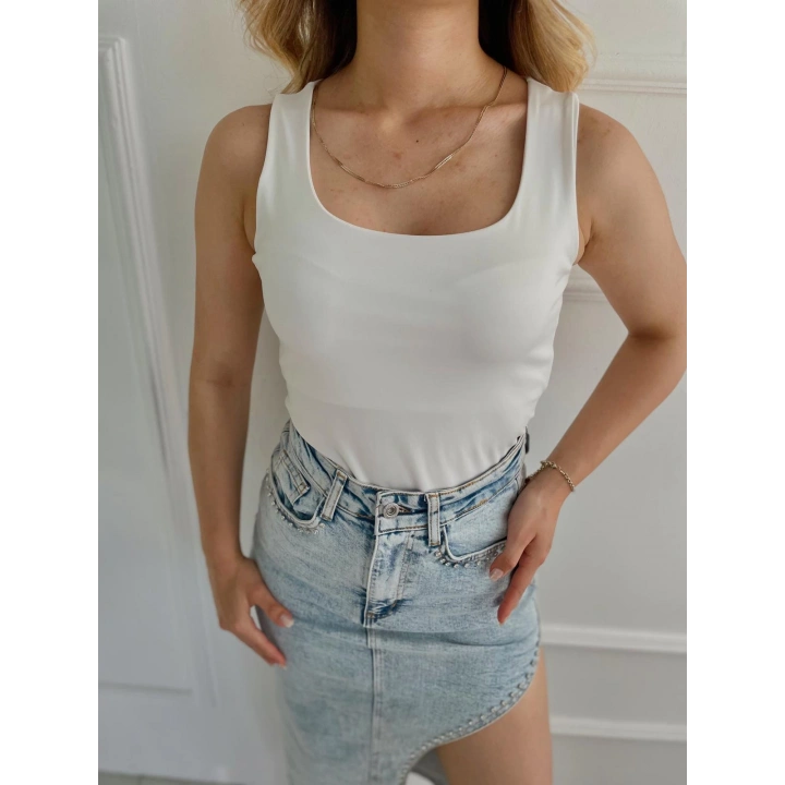 Kadın Kare Yaka Atlet Beyaz