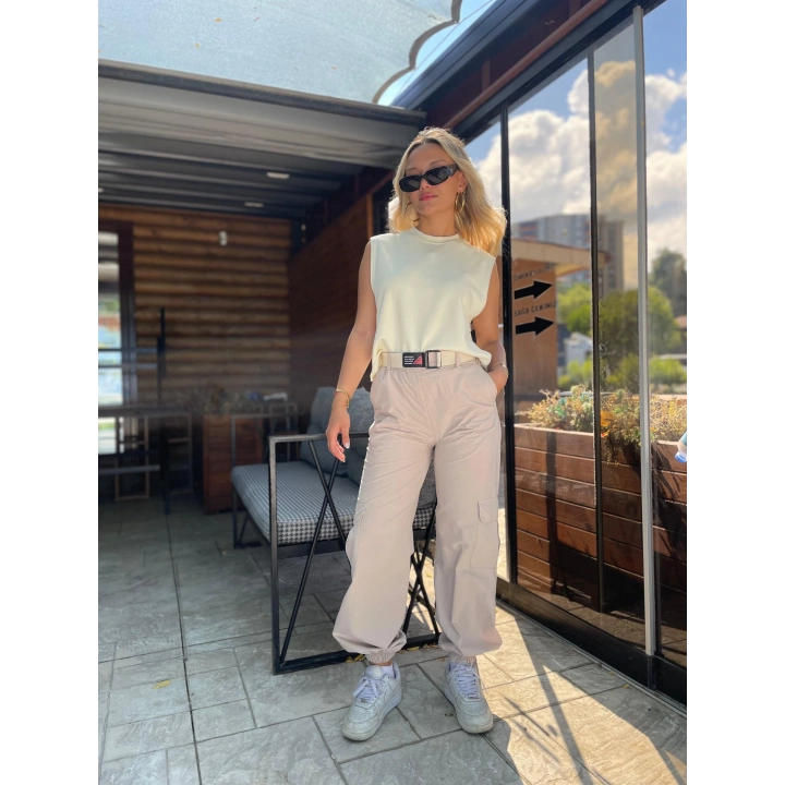 Kadın Kargo Model Pantolon Taş Rengi