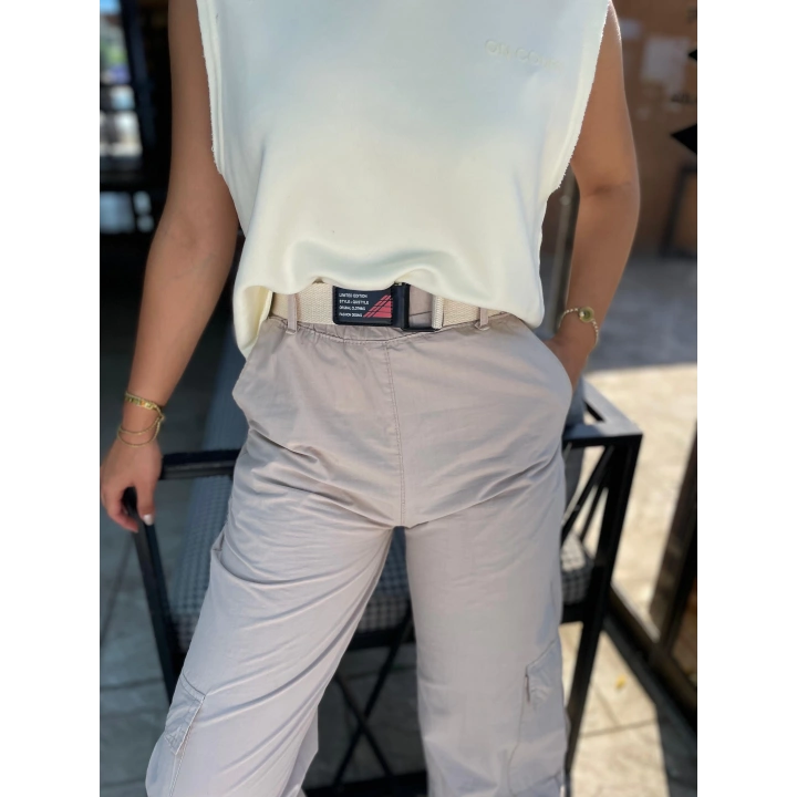Kadın Kargo Model Pantolon Taş Rengi