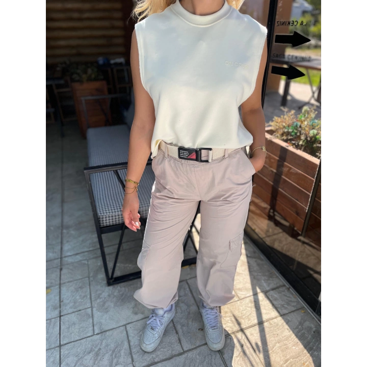 Kadın Kargo Model Pantolon Taş Rengi
