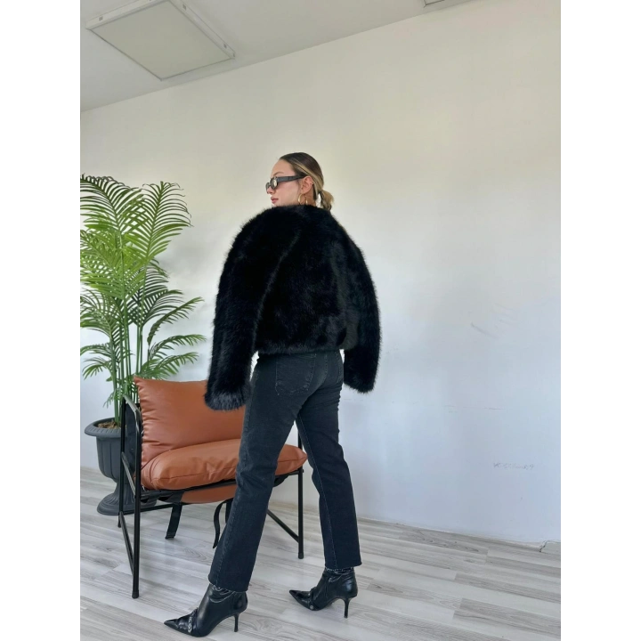 Kadın Kesik Paça Boyfit Siyah